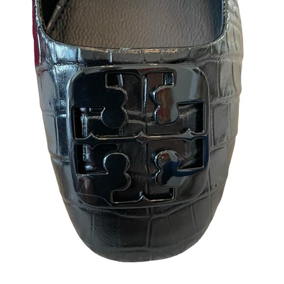 TORY BURCH Women Croc Leather Georgia Pump 25mm Black Size 7.5 New In Box - Picture 4 of 16